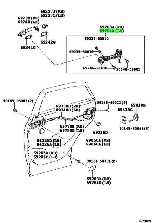 Genuine TOYOTA LEXUS RX270/350/450H Rear Door Outside HandleFrame LH 69204-480410