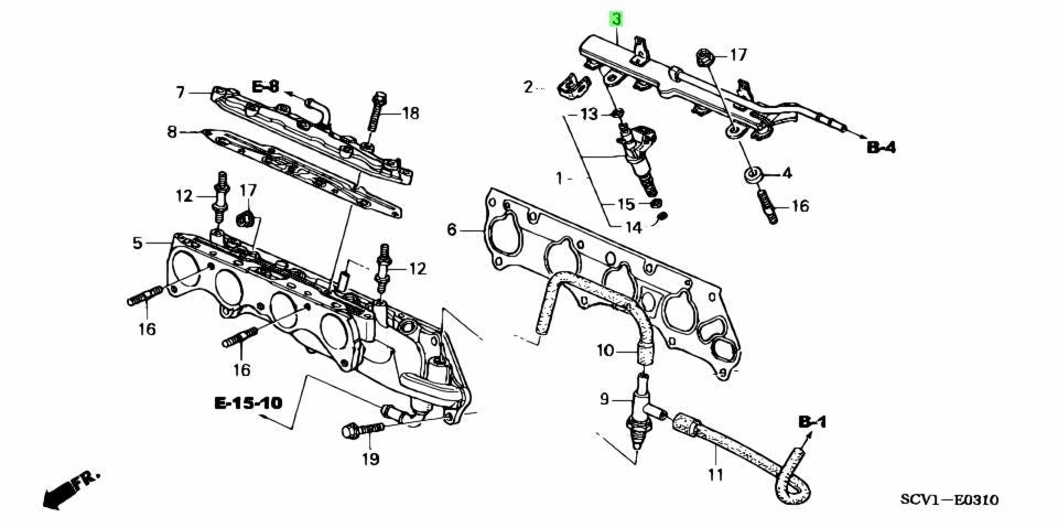 OEM HONDA Fuel Injectors & Fuel Pipe Rail Accord Civic 2.0L 2.4L 16620-RAA-A01