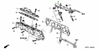 OEM HONDA Fuel Injectors & Fuel Pipe Rail Accord Civic 2.0L 2.4L 16620-RAA-A01