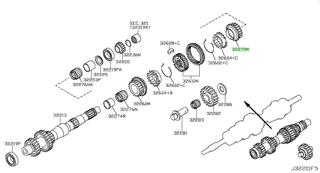 Genuine Nissan  350Z 370Z Infiniti G35 G37 6MT Countershaft 4th Gear 32270-CD81C1