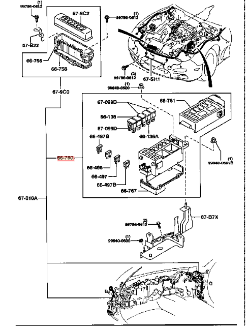 OEM Mazda Main Fuse Block RX-7 FD3S F123-66-760