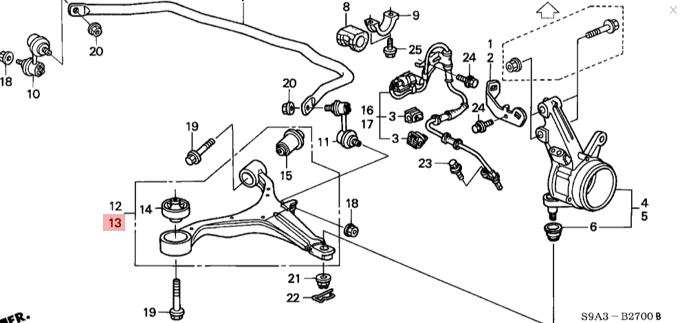 OEM Arm, Left Front (Lower) HONDA CR-V LA-RD4 51360-S9A-A02 51360S9AA02 NEW