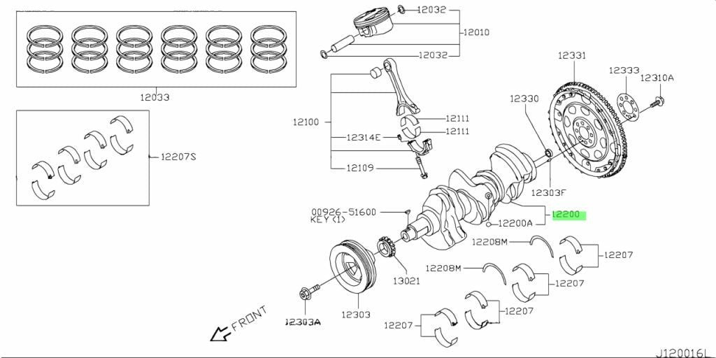 Genuine Nissan Infiniti VQ35HR VQ37VHR 0.20 Oversize Piston Ring Set 12035-JK20A1