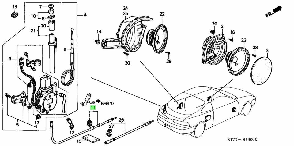 Genuine Honda Integra DC2 DB8 Power Antenna Sub Feeder 39159-ST7-0030