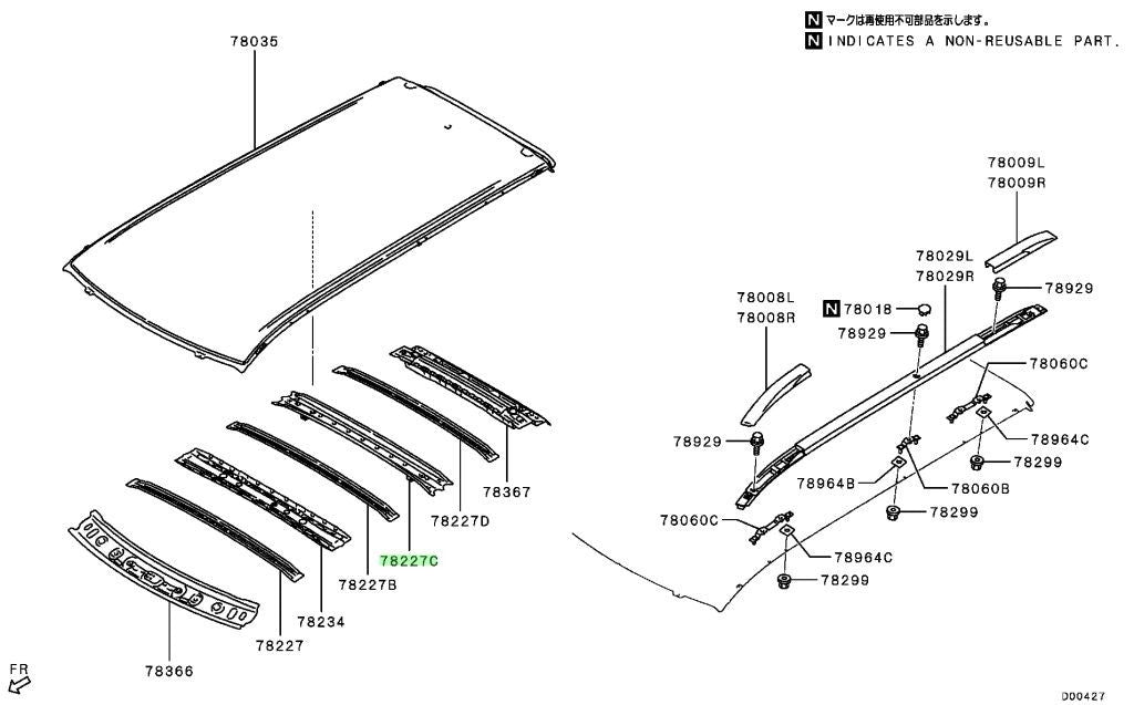 NEW Genuine Mitsubishi Roof Bow OEM 5290F6750