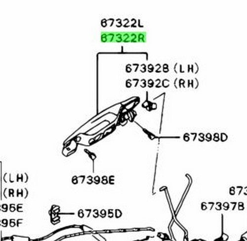 Genuine Mitsubishi Lancer Evo CT9A Front Right Door Handle Black MR9702550