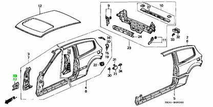 OEM Honda Civic EG Front Pillar Extension RL Set 63110-SR3-300ZZ 63510-SR3-300ZZ0