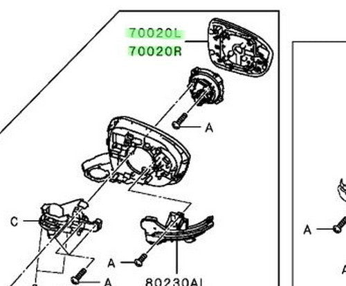 Genuine Mitsubishi Door Mirror & Holder Assembly LH RH Set OEM 96365/96366-W450P1