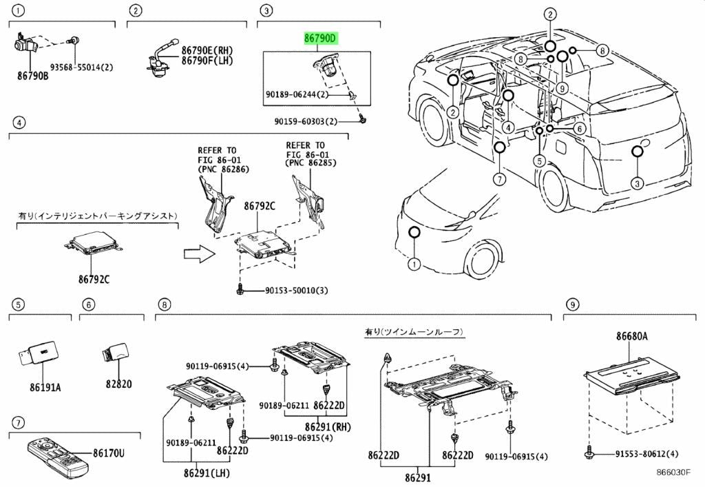 Genuine Toyota Alphard AGH30 Rear View Backup Camera OEM 86790-582001