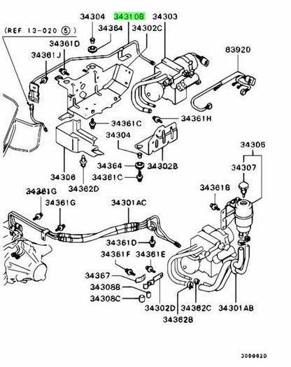 Genuine Mitsubishi Lancer Evo CT9A AYC Hydraulic Unit Tube MR5800381