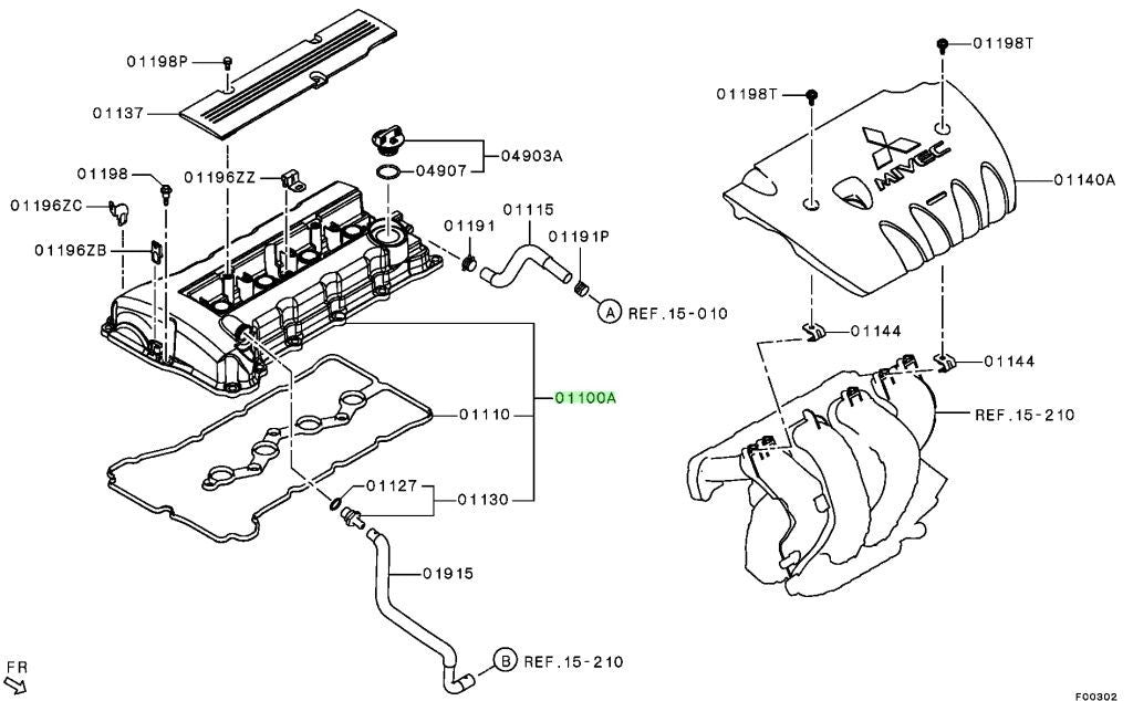 1035B405 Mitsubishi Cover assyrocker 1035B405, New Genuine OEM Part2