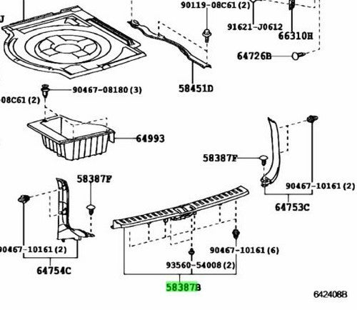 Genuine TOYOTA LEXUS RX270/350/450H Rear Floor Finish Plate Black 58387-48061-C01
