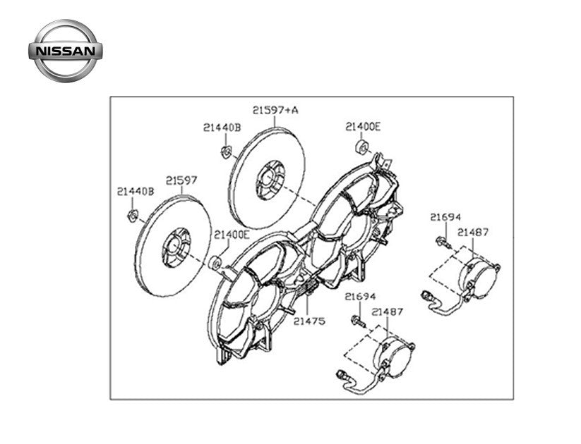 Genuine Nissan 350Z Z33 Radiator Cooling Fan Motor Shroud Assembly 21481-EV00A0