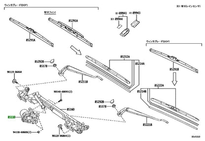 New Genuine Toyota Windshield Wiper Motor Assy 85110-60480 OEM0