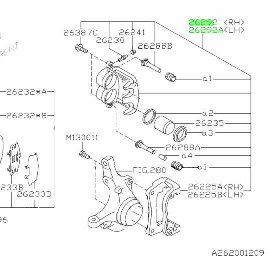 Genuine Subaru Front Brake Caliper RH LH Set Padless OEM 26292FG001 26292FG0111