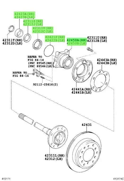 Genuine Toyota 4Runner FJ Lexus GX460 GX470 Rear Hub Bearing Kit RH LH Set of 121
