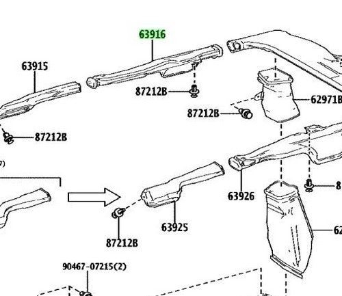 TOYOTA Land Cruiser Prado Lexus GX550 GX550H CoolerInnerDuct No.2 RH 63916-600201