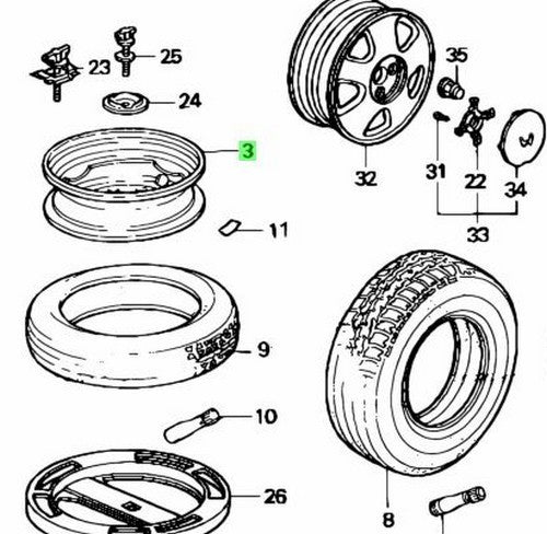 OEM Honda Civic EG 14x4T Spare Wheel Genuine 42700-SR3-J411