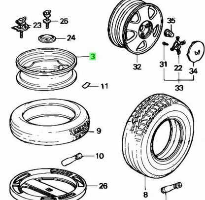 OEM Honda Civic EG 14x4T Spare Wheel Genuine 42700-SR3-J411