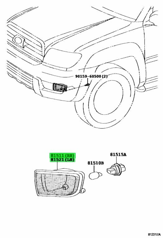 Genuine Toyota 4Runner Front Turn Signal Lens RH LH 81511-35411 81521-354011