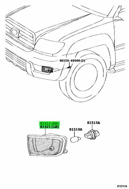 Genuine Toyota 4Runner Front Turn Signal Lens RH LH 81511-35411 81521-354011
