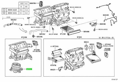 Genuine Toyota Blower Motor w/Fan 87103-12060 Corolla Axio Fielder Allion1