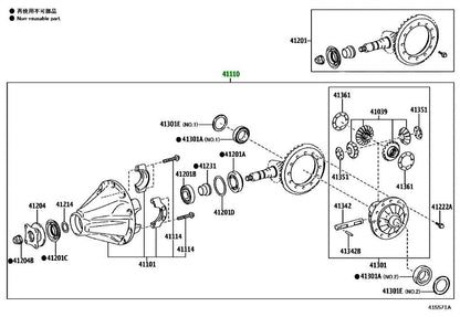 OEM CARRIER ASSY, DIFFERENTIAL, REAR Genuine Toyota Lexus LX 600 41110-60C702