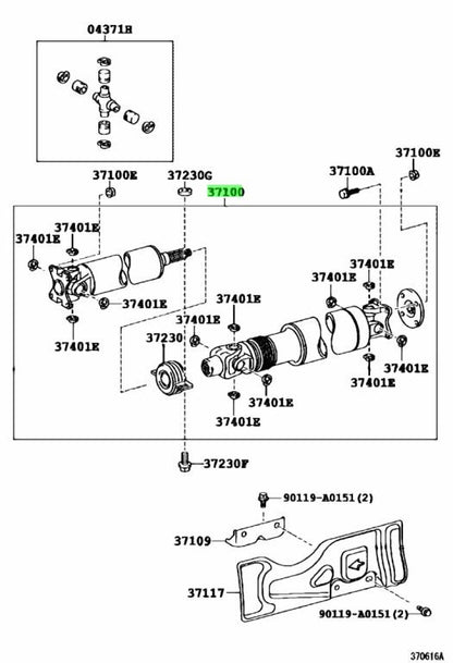Genuine Toyota Tundra Propeller Shaft with Center Bearing 37100-0C1501
