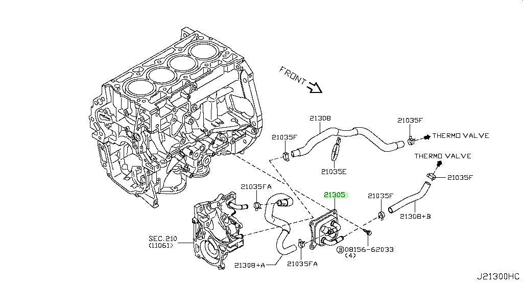 OEM Nissan Genuine Engine Oil Cooler Assembly Juke Nismo 1.6L 21305-1KC0C 1KC0B1