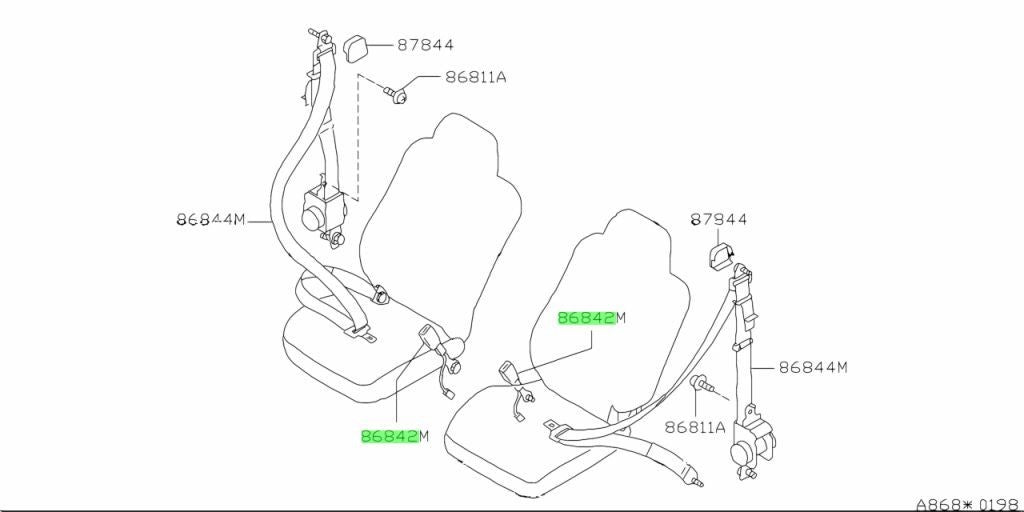 NISSAN Silvia S15 BELT ASSEMBLY BACKRU FRONT SEAT left and right SET 86842-85F001