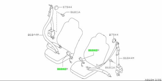NISSAN Silvia S15 BELT ASSEMBLY BACKRU FRONT SEAT left and right SET 86842-85F001