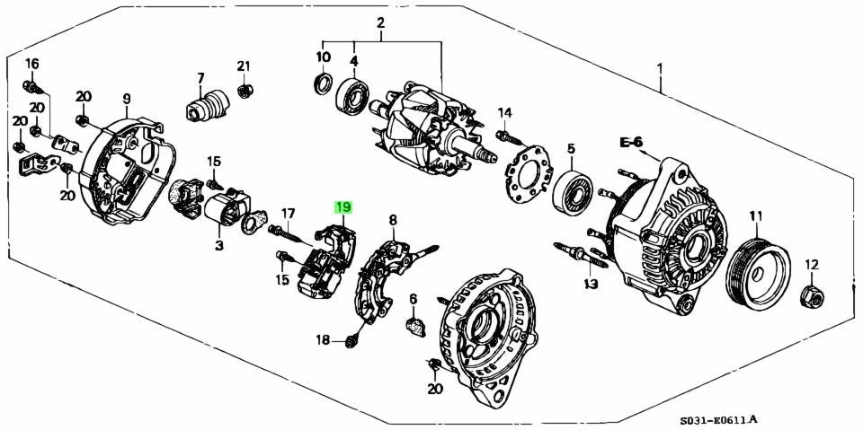 OEM Honda S2000 Civic Accord CR-V Alternator Regulator Assy 31150-P2T-0031