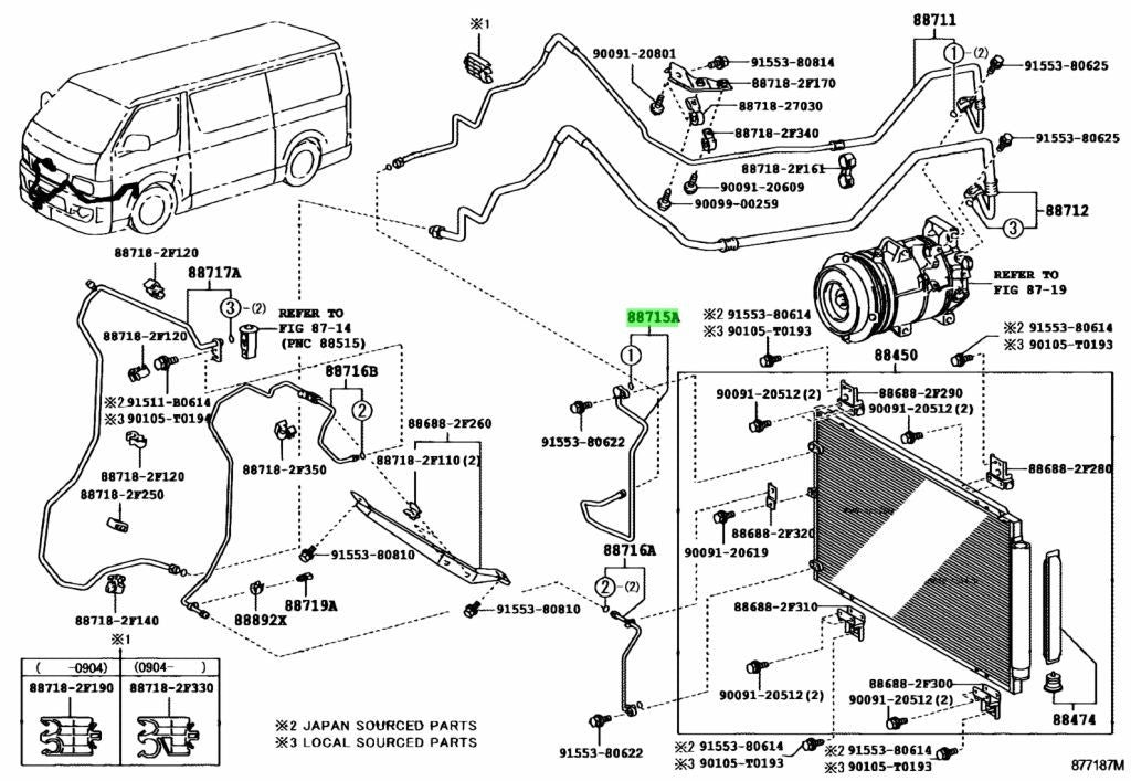 OEM PIPE COOLER REFRIGERANT DISCHARGE, A Genuine Toyota HiAce Van200 88715-264100
