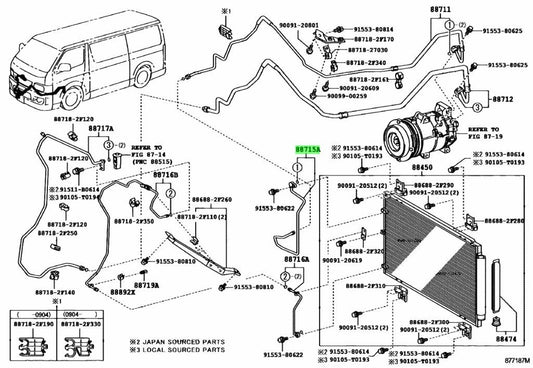 OEM PIPE COOLER REFRIGERANT DISCHARGE, A Genuine Toyota HiAce Van200 88715-264100