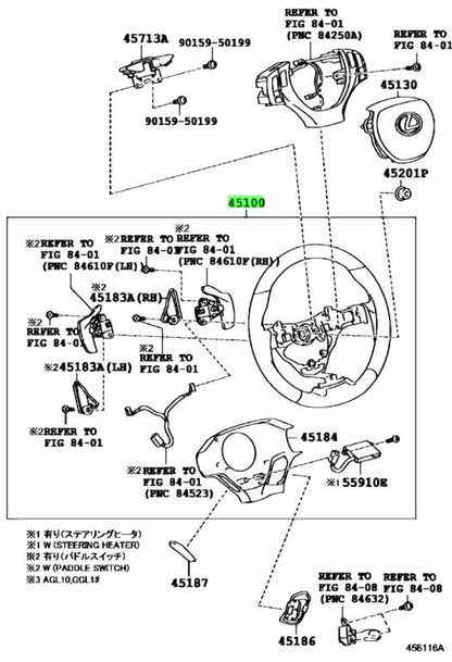 OEM Lexus RX270/350/450H DK.BROWN/NATURALBROWN SteeringWheel Assy 45100-48520-E11