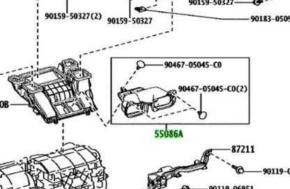 Genuine TOYOTA Lexus Heater To Register Center Duct Assy 55086-V2010 55086V20101