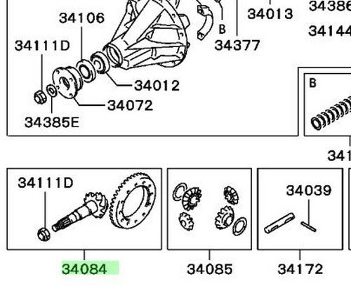 New Genuine Mitsubishi Rear Differential Ring & Pinion Gear Set MR325846 OEM1