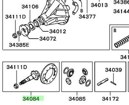 New Genuine Mitsubishi Rear Differential Ring & Pinion Gear Set MR325846 OEM1
