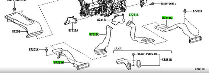 Lexus HVAC Air Duct No.3/4/5/6 87211-V2070 87211-V2080 87211-V2090 87211-V21001