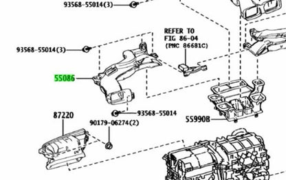 OEM Genuine TOYOTA Lexus Heater To RegisterDuct No.3 Assy 55086-76050 55086760501