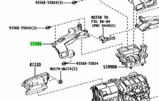 OEM Genuine TOYOTA Lexus Heater To RegisterDuct No.3 Assy 55086-76050 55086760501