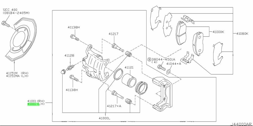 Genuine Nissan 350Z Z33 Brembo Front LH Brake Caliper 41011-CD00D OEM1
