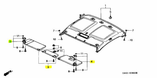 OEM Genuine HONDA NSX NA2 Type R Sun Visor Assy Left, Right & Center Set NEW