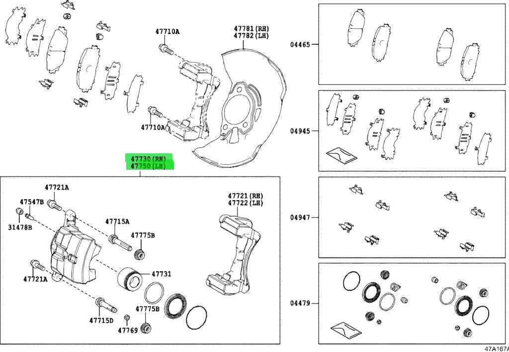 Genuine Toyota Brake Caliper Set RH LH 47730-47060 47750-47060 OEM1