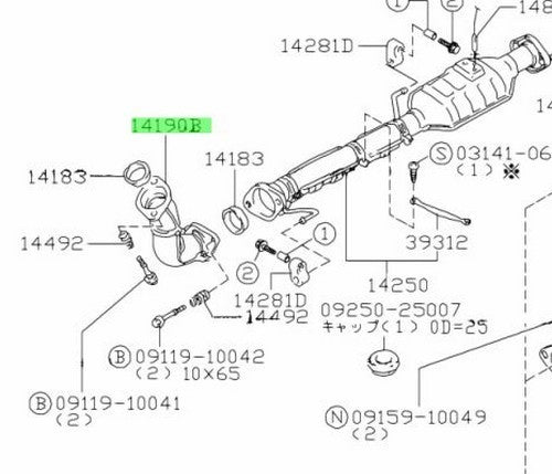 14190-58B02-000 Suzuki Pipe,exh no.1 1419058B02000, New Genuine OEM Part