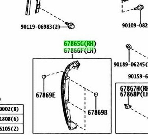 NEW Genuine Toyota FR Door No.3 Weatherstrip Seal R&L Set OEM 67865/67866-500501