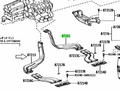 OEM Genuine TOYOTA Lexus Rear Air Duct No.1 HVAC VentTube 87212-50080 87212500801