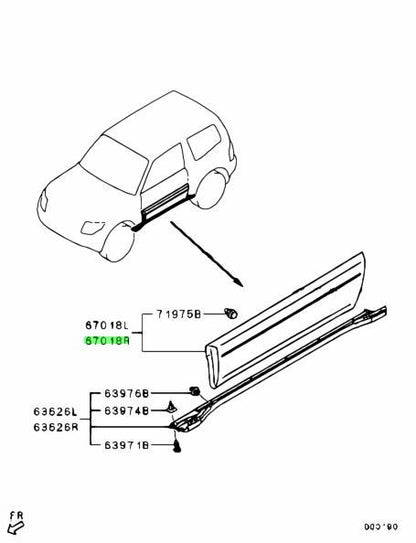 OEM Genuine Mitsubishi Montero Pajero V85W, V87W, V88W GARNISH,FR DOOR,RH0