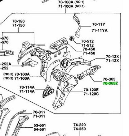 OEM MAZDA BELT LINE REINFORCEMENT LH RX-7 FD3S FD01-71-131A1