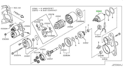 New Genuine Nissan Starter Magnetic Switch Assembly 23343-4BB0C OEM0